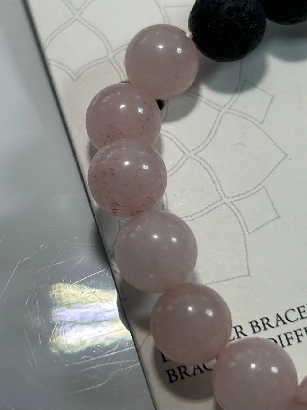 NWT Genuine Rose Quartz Gemstone Bead Aromatherapy Bracelet Positive Intentions